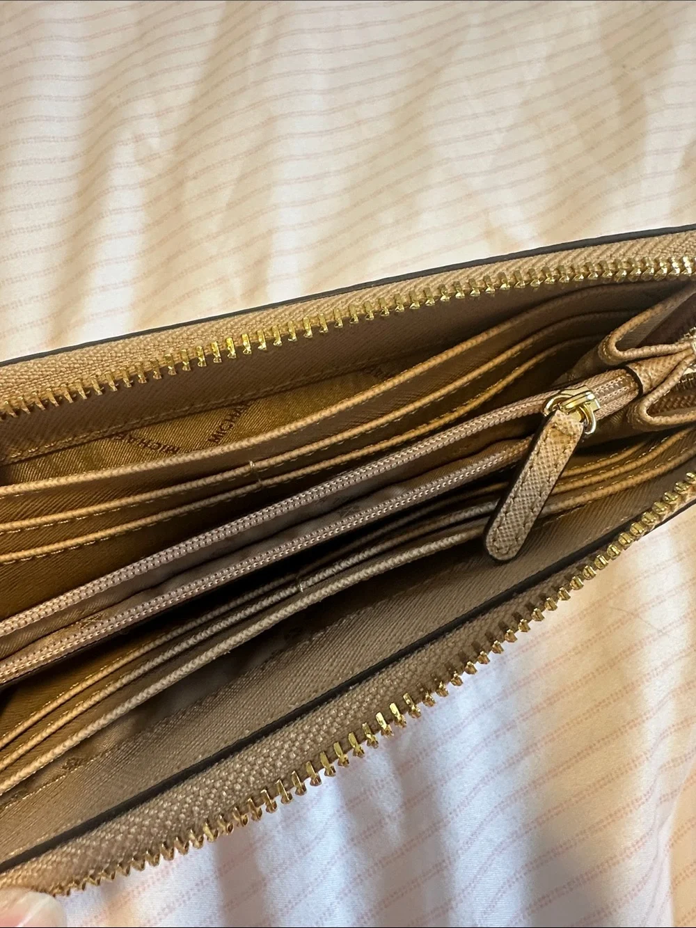 Michael Kors Beige Leather Top-Handle Satchel with Matching Zip Wallet